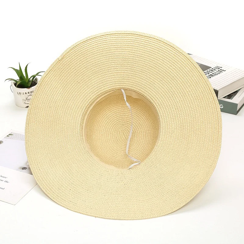 New Hot sale Beach Sun Protection Straw Hat Adjustable Beach Hat Large Sunshade Holiday Travel Sun Hat