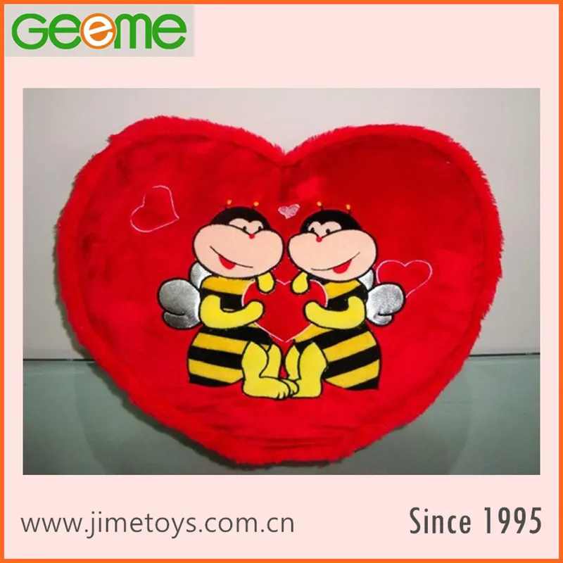 JM7876-4 Red Heart Shaped Pillow with Embroidering Double Dog Wedding