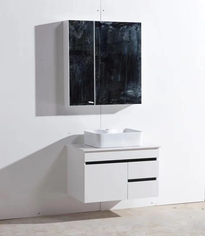 Hot Sale Bathroom Vanity Units Bathroom Cabinet Set Modern Silver Mirror China with Sink and Side Cabinet Wall Hung Waterproof