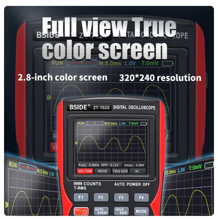 BSIDE ZT-702S 2In1 Digital Oscilloscope Multimeter Real-time Sampling Rate 48MSa/s True RMS 1000V Professional Tester