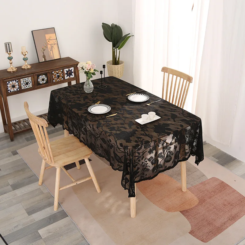 French Aesthetic Lace Tablecloth Solid Color Embroidered Coffee Table Cover Dresser Dormitory Banquet Wedding-for Home Use