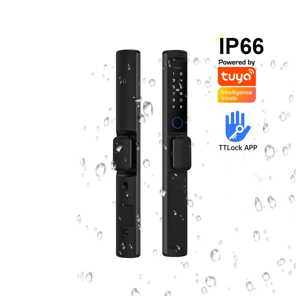 Slim Narrow Smart Lock Sliding Aluminium Door Waterproof Outdoor Serratura Elettronica Digital Biometric Handle Fingerprint Lock