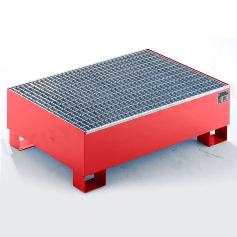 ZOYET Spill Pallet with racks, steel made spill containment pallet with wheels,handle,grille