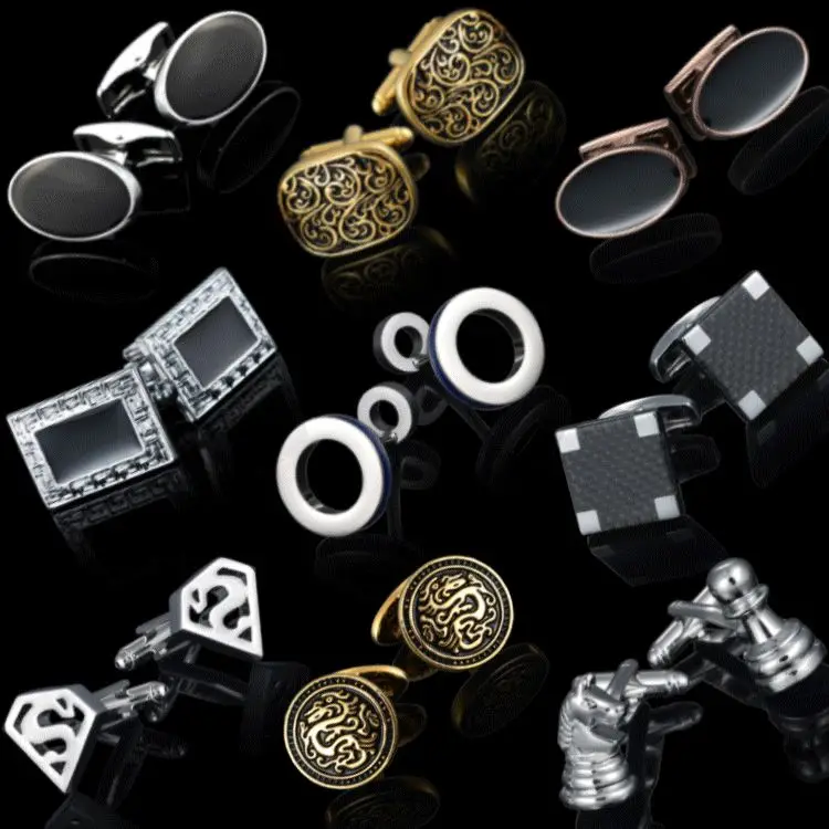 Professional factory production wood cufflinks and clip clip-on tie cufflink box set