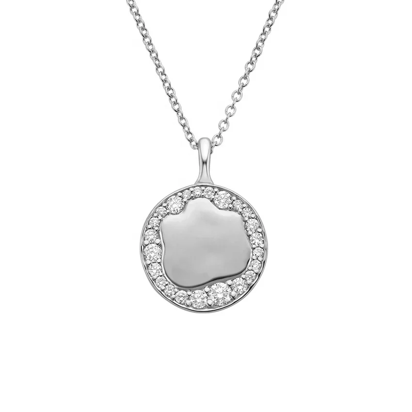 Gemnel 925 sterling silver custom name 18k gold plated diamond coin pendant necklace