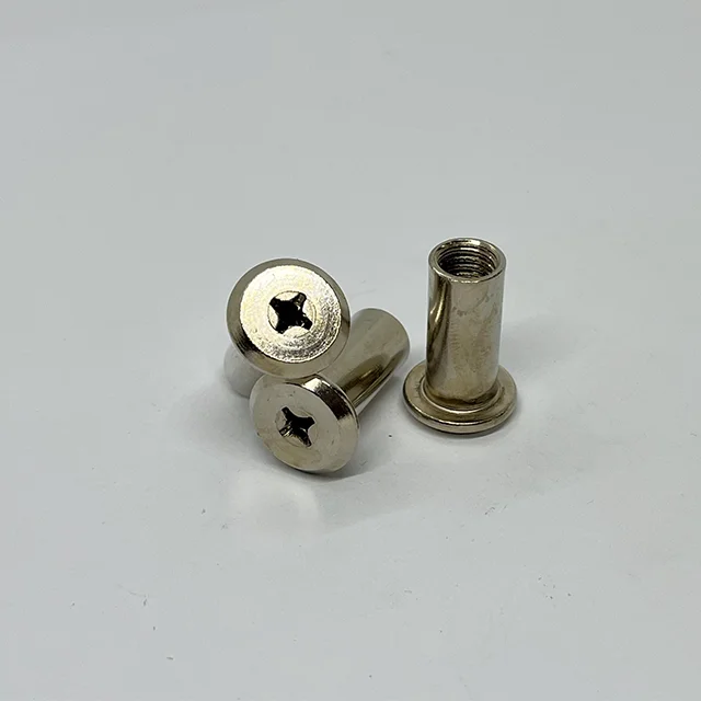 Factory M8 Nickel Plated Phillips Connecting Nut Chamfered Cross Truss Head Barrel Nut For Door Furniture Fastening Splint Nut