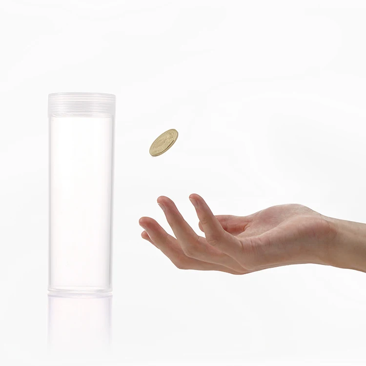 Hot selling plastic coin case holder clear tube for coin 32MM