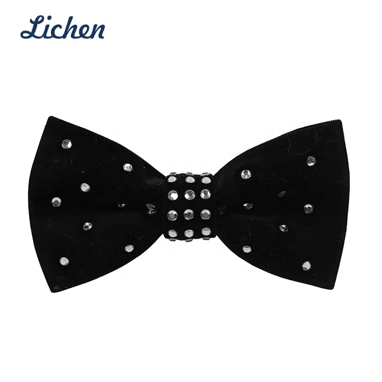 Fashion Velvet Bow Tie Shinny Diamond Bow Tie for Men Part Wear