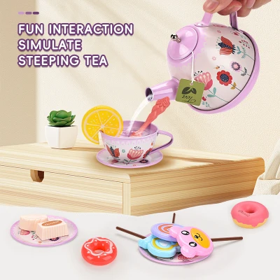 HN Pretend Play Toys Christmas Gifts For Kids 52PCS Girls Toys Pink Flower Tea Set