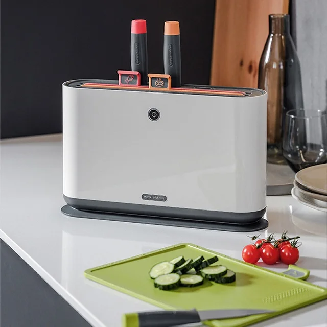 Белый Cuboid акриловый портативный кухонный нож для резки цена Стерилизатор Дезинфекции