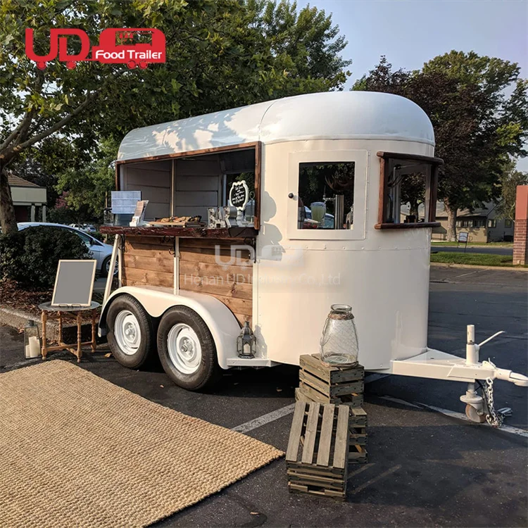 Vintage Mobile Bar Outdoor Horsebox Trailer Dessert Ice Cream Vending Cart Coffee Horse Trailer Food Truck