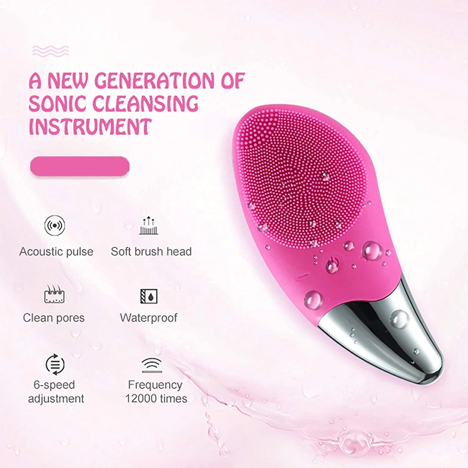 Skin Care Waterproof Vibration Electric Face Cleaning Silicone Facial Cleansing Brush