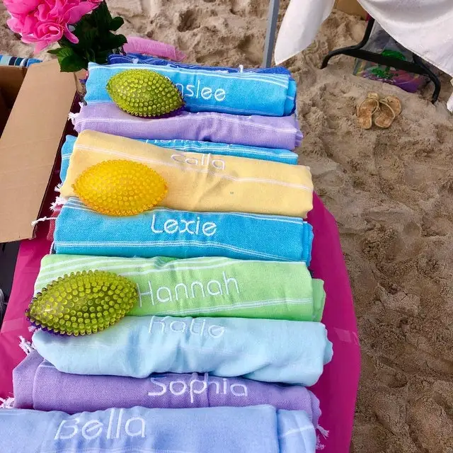 Personalized 70x40 Beach Towel Monogrammed Turkish Wedding & Bridal Party Custom Gifts Bachelorette & Beach Bash Accessory