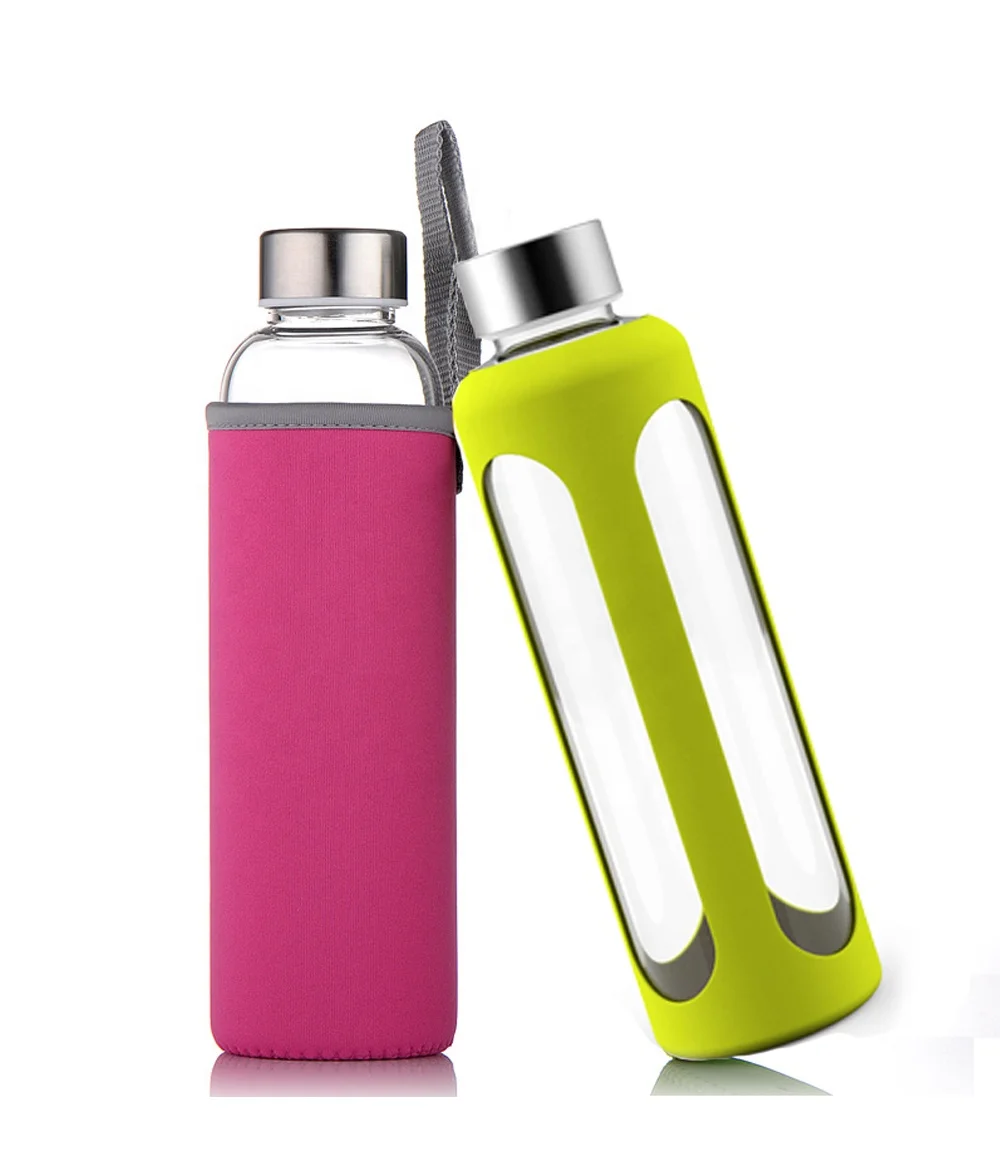 Натронная известь 750 мл 1L драгоценный камень боросиликатного ручка с широким горлышком многоразовые нерушимая 1000 мл стеклянная бутылка для воды с бамбуковой крышкой с длинным рукавом