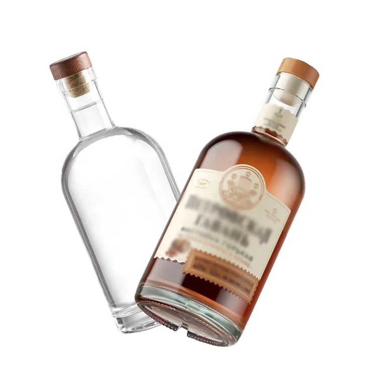 Wholesale Sale Round Whiskey Vodka Glass Bottle with Cap 700ml 750ml Nordic Gin Rum Brandy Bottle Price