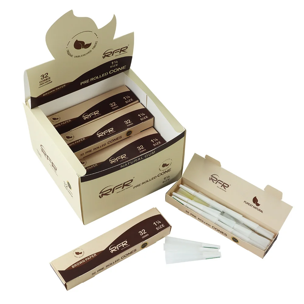 King Size 108mm Rice Paper, Unbleached Paper and Hemp Paper 9 Packs Pre Rolled Cones for Smoking