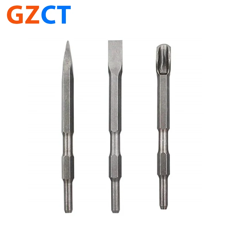 Steel Long Hex Flat/Pointed Chisel Electric Demolition Hammer Bit for Tile Masonry Concrete and Brick
