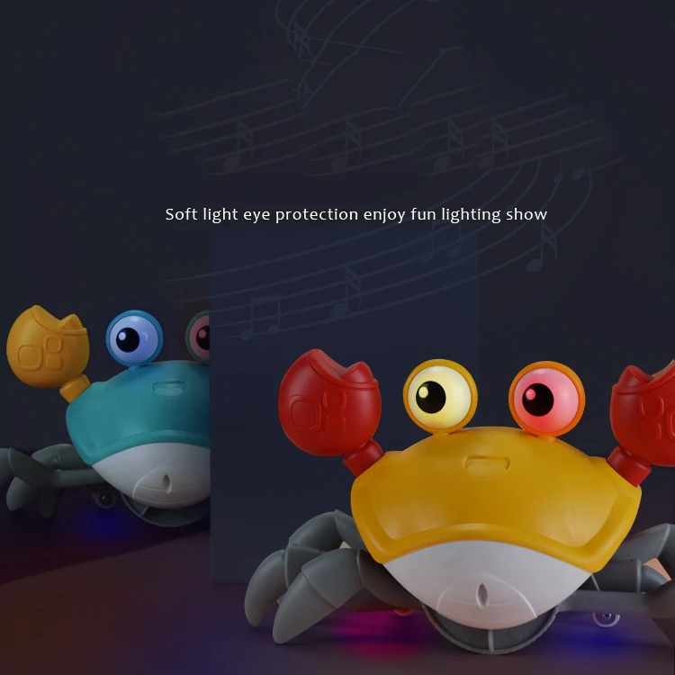 Upgraded Baby Musical Crab Squeaky Walking Crawling Electric Walking Sensor Crab Moving Crab Baby Toy