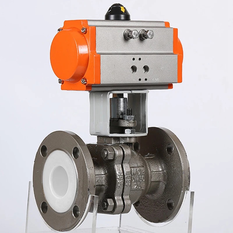 DN125 5 inch carbon steel WCB Spring return Pneumatic Actuator PTFE seated flange Pneumatic 2pcs Ball Valve