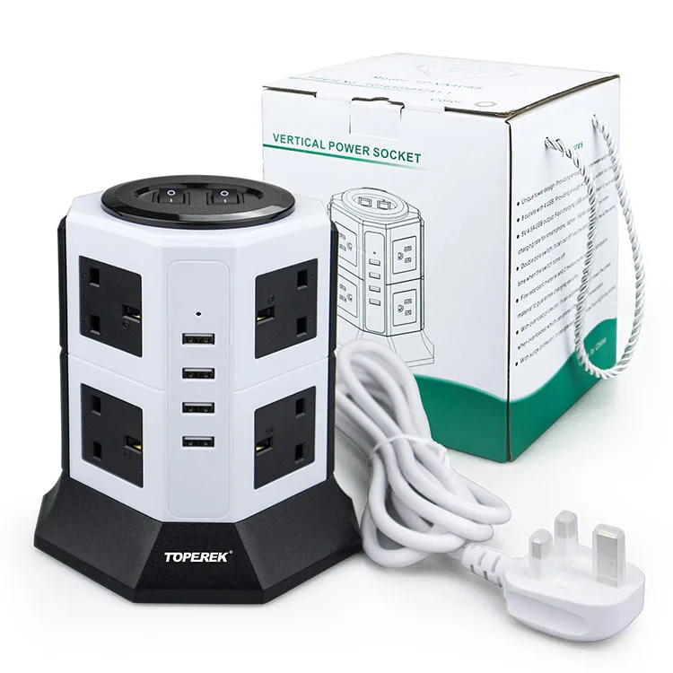 Сетевой фильтр Cube с 8 розетками и 4 USB-портами, Настольная зарядная станция