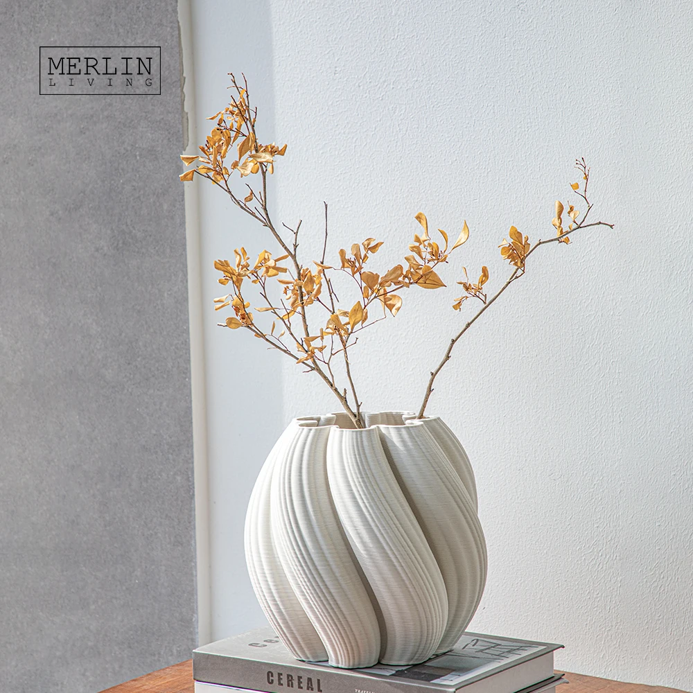 Merlin Living 3D Printing Ceramic vase Modern and simple home decor vase Chaozhou Ceramic Factory Wholesale