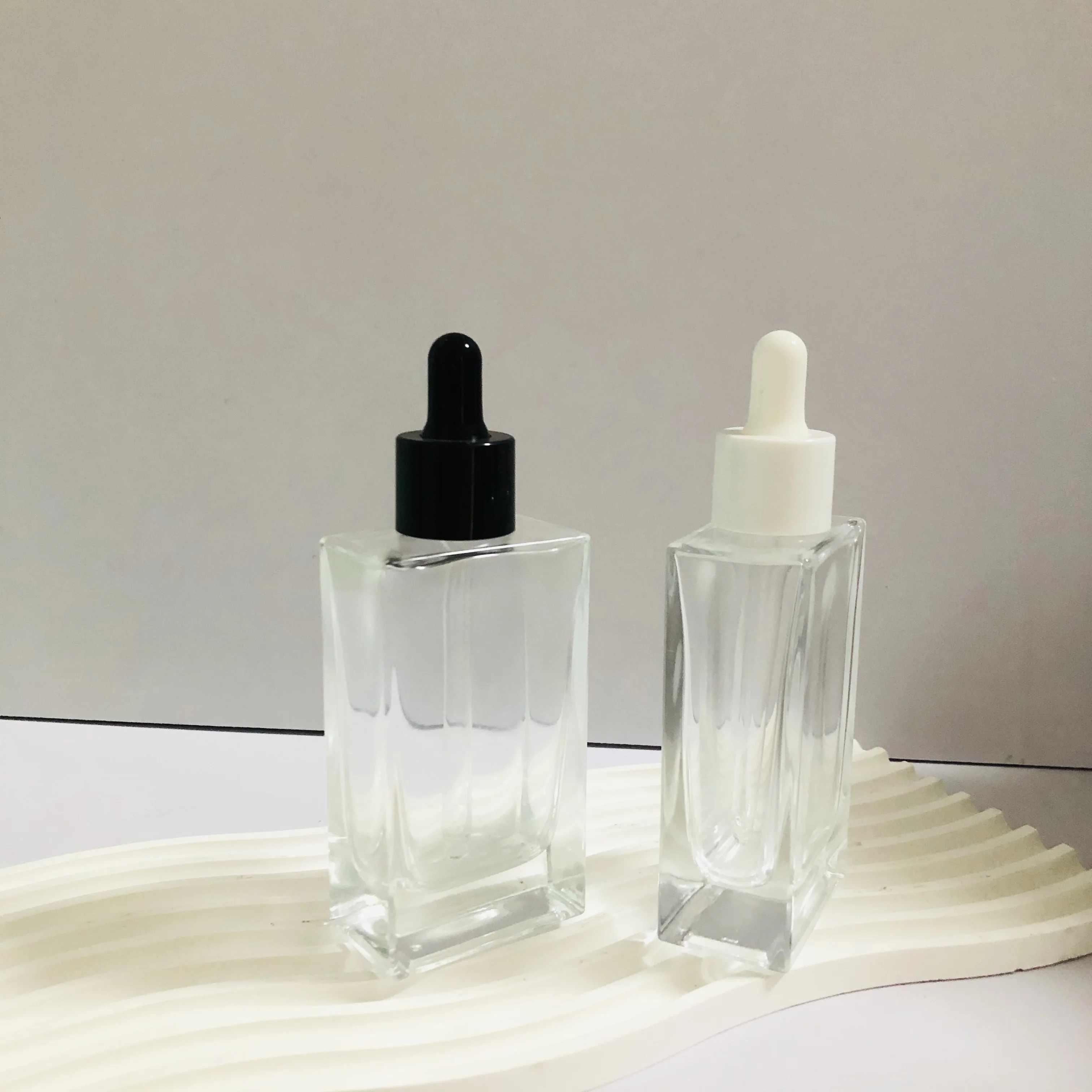 50ml Customized Square Glass Dropper Bottle For Essential Serum Oil Bottle