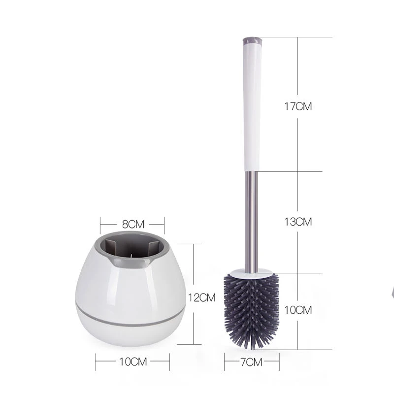 Jesun Manufacturer Wholesale Silicone Toilet Brush Set with Tweezers Heavy Duty Silicon Toilet Brush With Holder For Bathroom