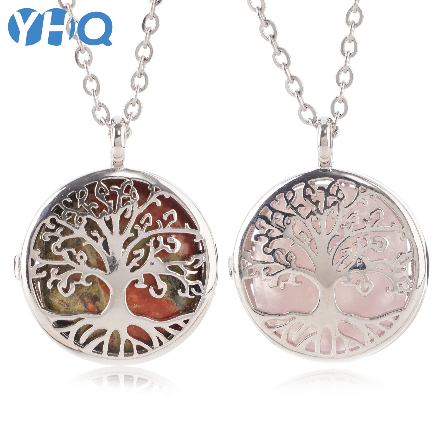 Wholesale tree of life Stone Pendant European and American Style Crystal Pendant Necklace