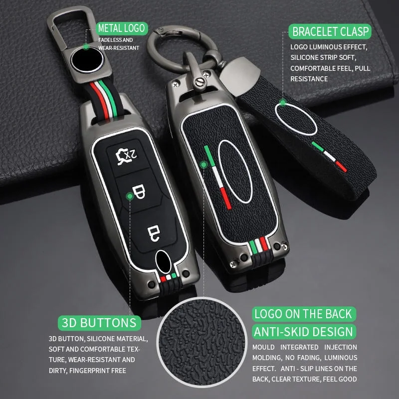 New Design 2023 Car Accessories Quality Zinc Alloy Car Key Cover For Ford Focus 3 4 St Mondeo 5 Mk5 Mustang F-150 Explorer Edge