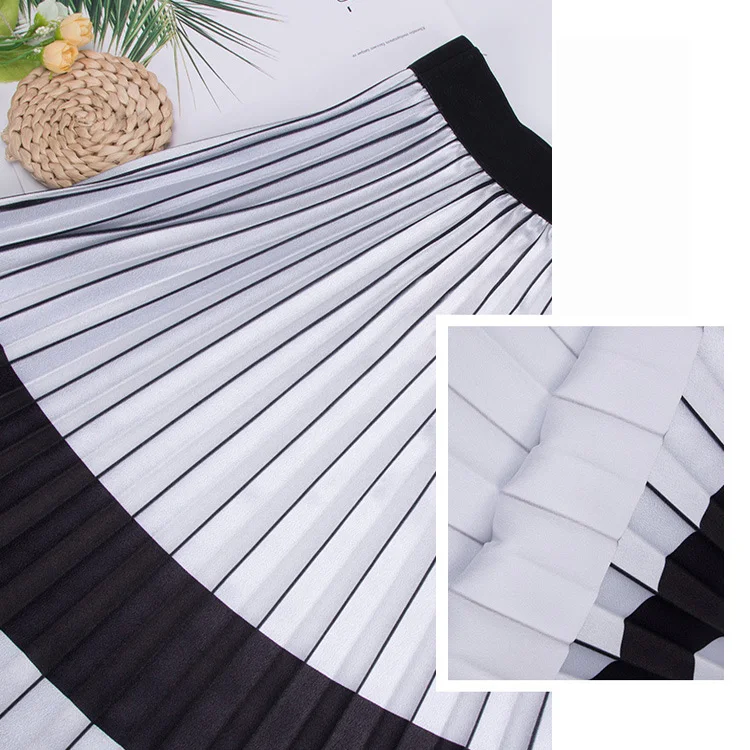Fashion cut piece stripe printed pleated chiffon fabric for dress