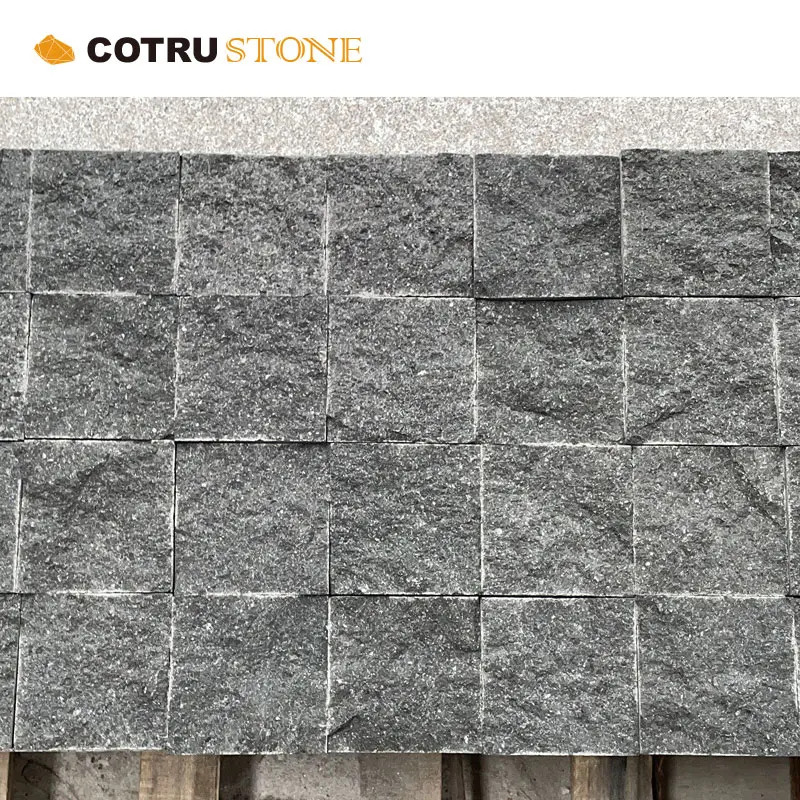 Customized China Black Basalt Outdoor Driveway Split Rock Face Natural Granite G684 Cobble Stone Floor Paving Tiles