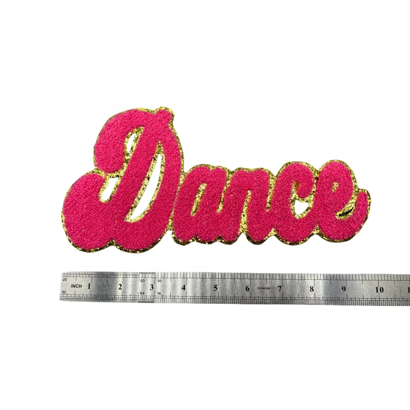 Factory Game Day Chenille Patch Iron on Embroidery Pink Dance Letter Patches Custom Patch for Clothing