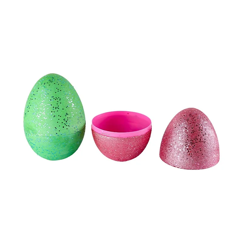 Custom Wholesale Easter Plastic Eggs Glitter DIY Happy Easter Egg Put Candy and Toy Festival Party Decorations