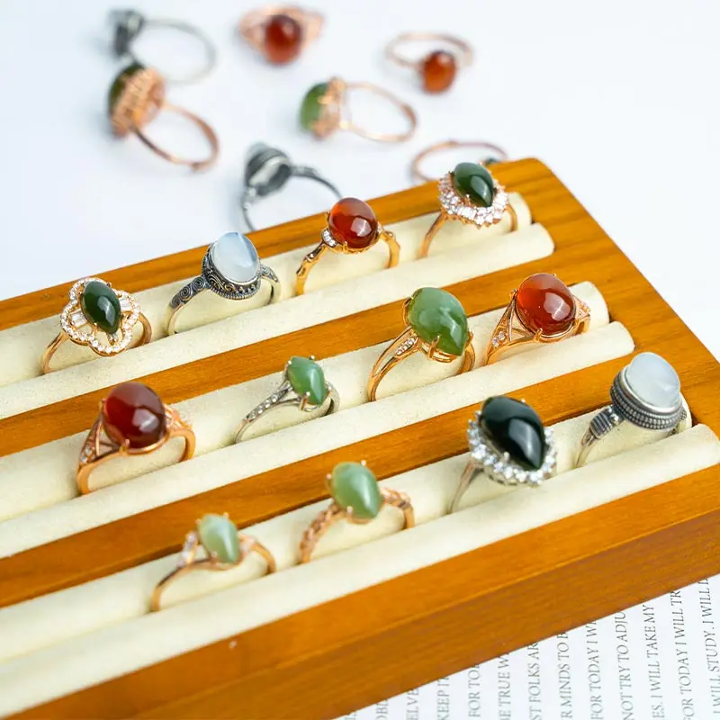 Robin Crystal factory natural carved jade stone gemstone rings