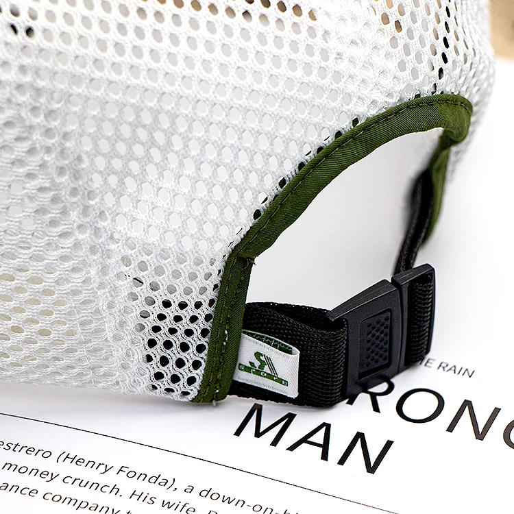 Hengxing high quality light weight running hat sports nylon comfortable breathable mesh camp 5 panel cap with custom logo