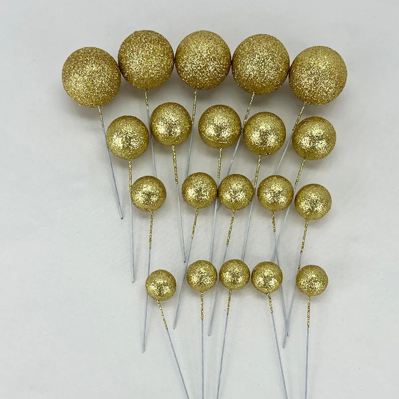 Glitter ball Baking Powder Ball Gold Silver Cake Decoration Toppers