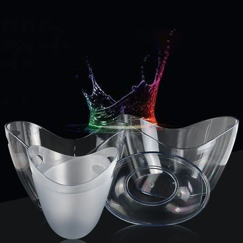 Wholesale KTV Bar Party Oval Shape Wine Vodka Whiskey Beer Champagne Buckets Acrylic Plastic Ice Bucket