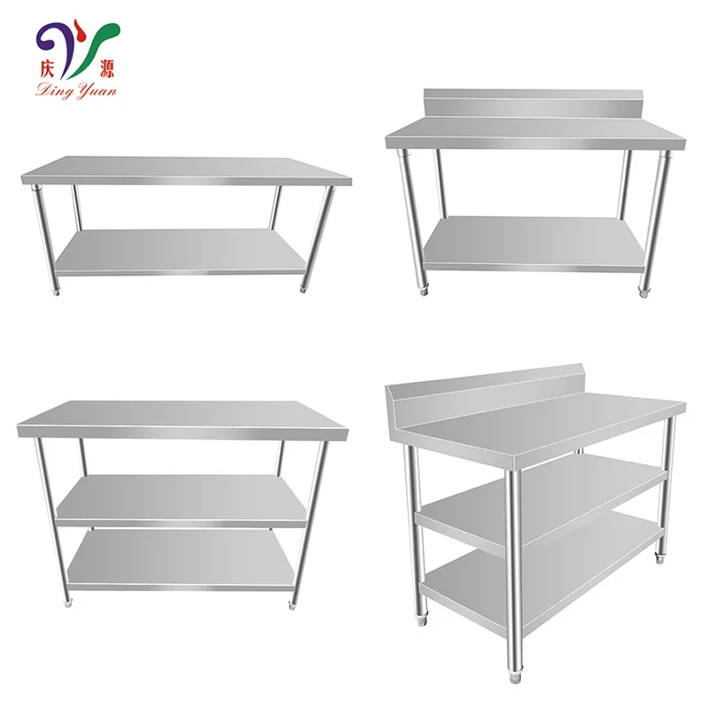 customized industrial 2 3 layer commercial work table stainless steel prep table with undershelf cupboard for kitchen restaurant