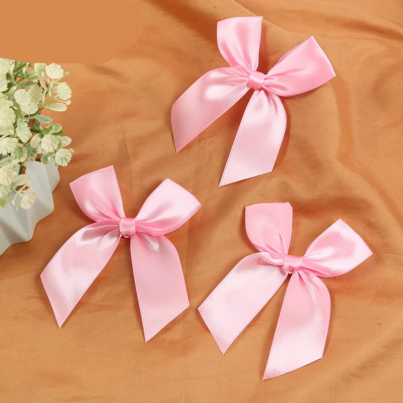 Ribbon Handmade Polyester Pink Ribbon Bow Valentine Bows Pre Tie Decoration Bow Wholesale