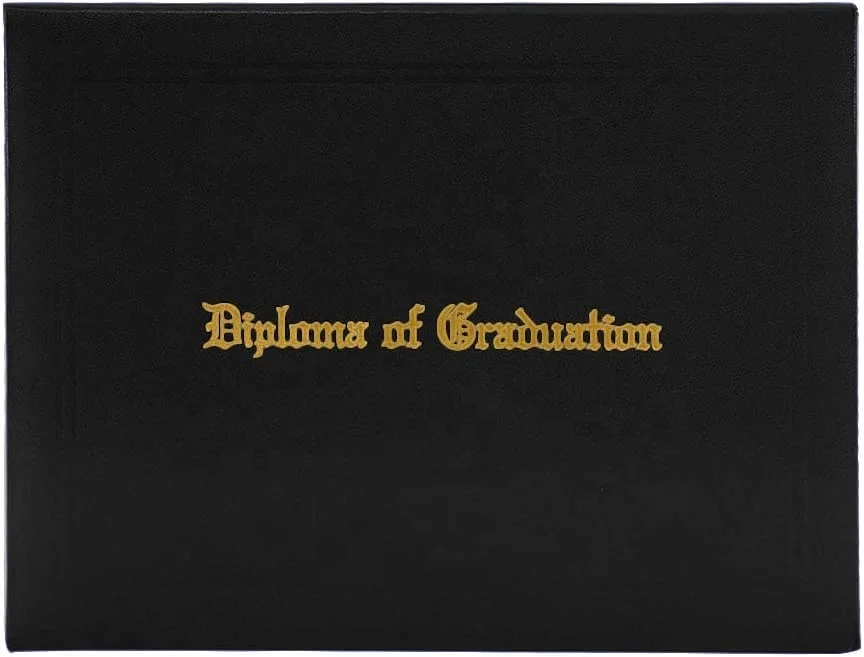 Imprinted Diploma Cover 8.5 x 11 Leatherette Padded Certificate Covers Graduation Document Holder Letter Size Black