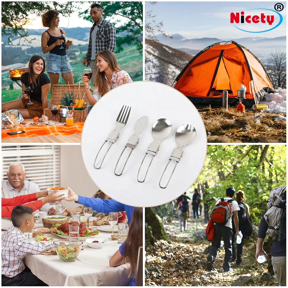 Складные столовые приборы из нержавеющей стали для кемпинга складная вилка ложка нож-вилка