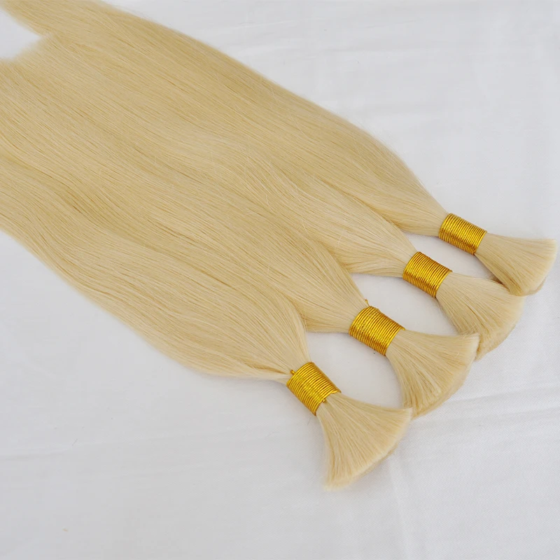 Blonde color hair  bulk 613 human hair bulks Russian human hair bulks