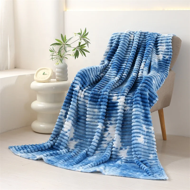 New Wholesale Solid Color Tie-dyed Velvet King Size Bed Throw Blanket For Winter