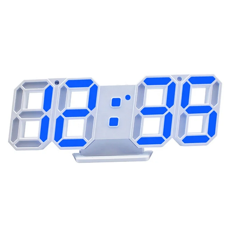 3D Led Digital Wall Clock with Desktop Stand Modern Design Muti-function with Date Temperature Display Brightness Adjustable