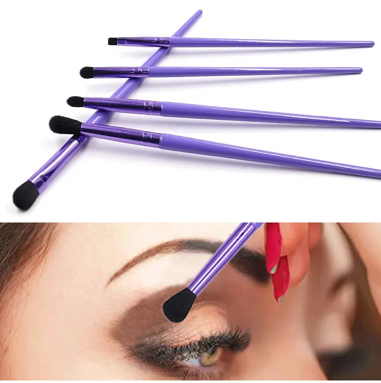 Beauty Cosmetics Basic Tool Purple Color Eyeliner Brush Eyebrow & Eyeshadow Brushes Set