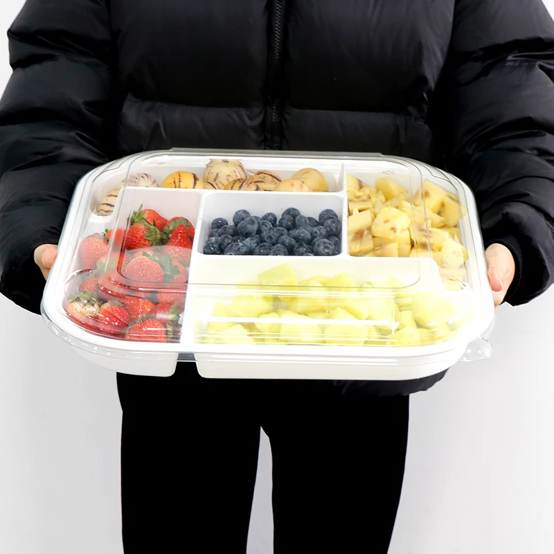 Square Dry Fruits Deli Storage Container Packaged To Go Salad Dressing Containers Salad Disposable Premium Fruit Platter Tray