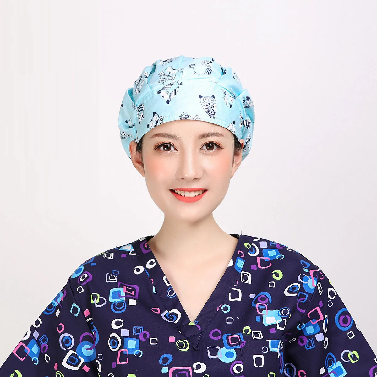 wholesaleCute anime printed Medical scrubs cap Print Doctors Men and Women Medical Nurse Operating Room Caps pet Vet surgery cap