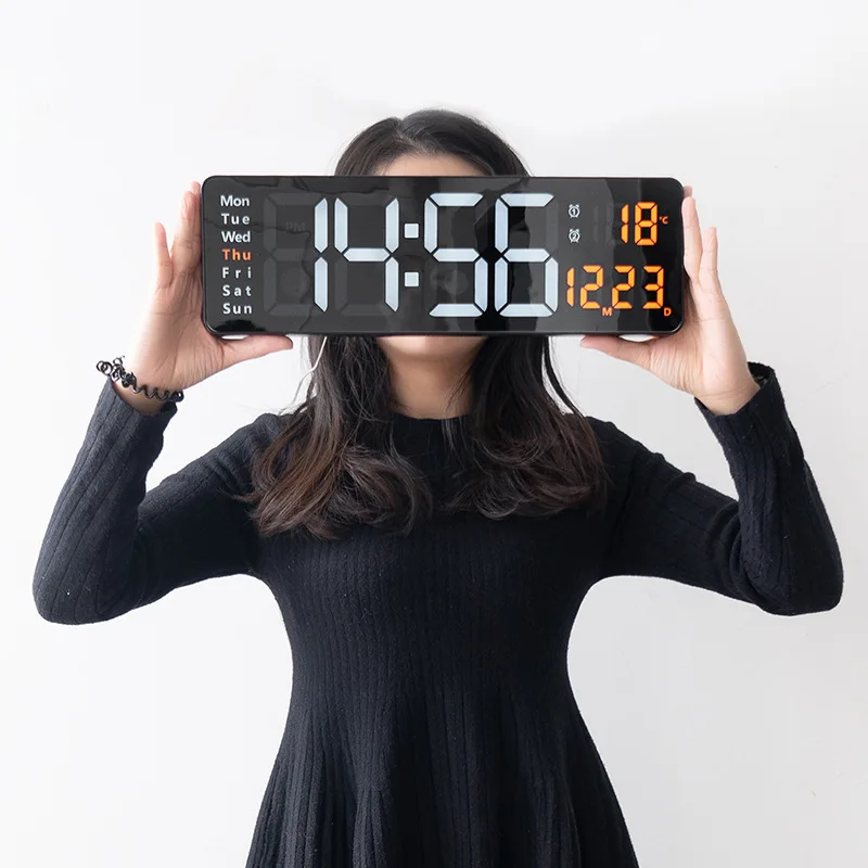 16 inch timetable rectangular large screen display clock living room led wall electronic digital alarm clock for bedroom