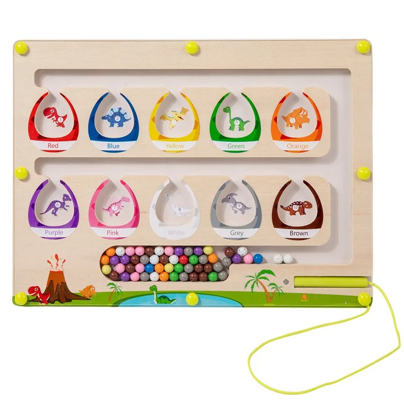 Montessori color matching maze game Children toy pen control magnetic maze game Kids color classification toy