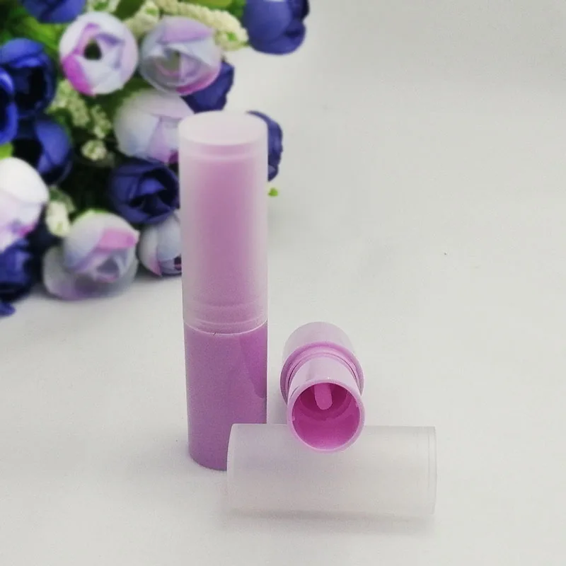 Macaron color plastic lip balm tube Slender cylindrical Lipstick tube rotating   Directly filled  with frosted lid